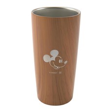 YAXELL DISNEY 不鏽鋼雙層真空保溫杯 440ml, 米奇 木紋, 1個