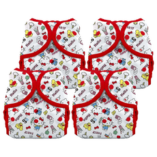 THiRSTiES SANRIO聯名款 壓扣防水尿布兜, 9-36月 (8-18kg), 100% 聚酯纖維, Hello Kitty My Friends, 4件
