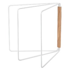 Homely Zakka 日式簡約鐵藝木質摺疊抹布架/毛巾架 桌面安裝 廚房收納, 1個, 27 x 2.2 x 26.5cm, 白色