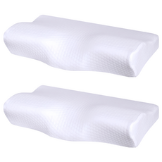 HONDONI 人體工學4D蝶型枕, 記憶枕頭 護頸枕, 舒適慢回彈 8小時舒適睡眠, 50 x 30cm, 天絲白, 2個