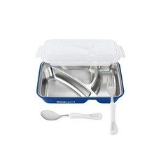 thinksport 環保不鏽鋼兒童餐盤組，韓國原廠監製，耐熱100度, 藍色, 6個月以上, 1組