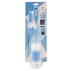 KU.KU Duckbill 酷咕鴨 360度旋轉奶瓶刷組 人體工學設計 尼龍刷毛 不鏽鋼螺旋棒, 藍色 + 白色, 1組