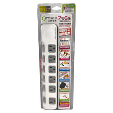 Tyson 太順電業 QPOWER 太超值 7開6插3P延長線插座, 1.2m, 簡約純白, 1個