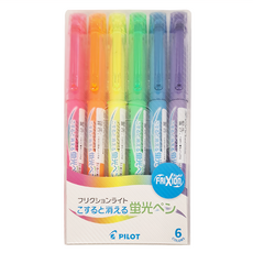 PILOT 百樂 FRIXION 螢光魔擦筆 6色組, 書寫流暢，擦拭乾淨，可反覆書寫和擦拭, 顏色柔和可愛, SFL60SL6C, 1盒
