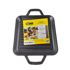LODGE 廚師系列 36.8cm x 28cm 長方形雙耳鑄鐵橫紋煎烤盤 耐高溫, 1個