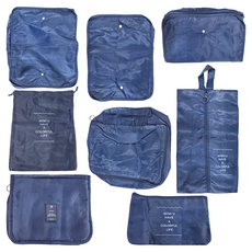 旅行收納套組八件組 防水 290高品質雙面斜紋, 藏青色