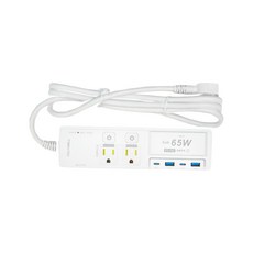 POLYWELL 寶利威爾 65W GaN 氮化鎵 USB閃充電源延長線 PW15-T05-A060, 1.8m, 白色, 1個