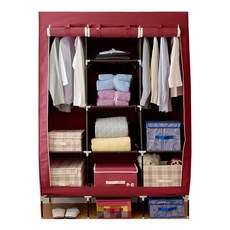 Cotton Field 棉花田傢飾 簡易組裝防塵衣櫥 聚酯纖維+鐵管材質 130x45x178cm, 紅色, 130cm