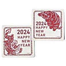 收納王妃 我不是胖虎軟式珪藻土杯墊 虎變龍蒸 方 2入組, 虎變龍蒸 白色 + 紅色, 1組