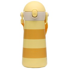 LiLFANT The Bottle 彈蓋式不鏽鋼水壺 黃色線條 460ml, 1個