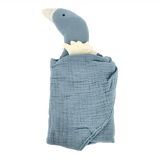 Kori Deer 可莉鹿 純色質感小動物純棉紗布安撫巾, 鵝/墨藍色, 28 x 28cm