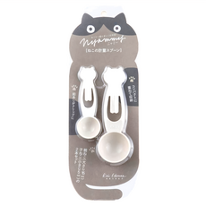 KAI 貝印 House 貓咪夾量匙組 灰色外觀 可重疊收納, 1組