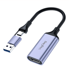 VEGGIEG USB Type-C 真3.0 轉HDMI採集擷取線 4K超高清輸入 1080P高清, 單一商品, 1條