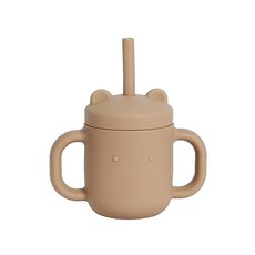 Sweet Lil' Monster 怪獸寶貝 好自信 熊熊矽膠吸管學習杯, 咖啡色, 1個, 120ml