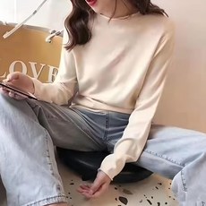 Chic韓版 女款 微卷邊小高領親膚多色打底衫, 肩寬34cm,胸寬42cm,袖長50cm,袖寬9cm,下擺寬43cm,全長58cm, 杏色