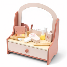 woet 甜心女孩木製梳妝檯玩具組, 1組, 粉色