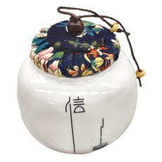 經典白瓷布蓋小茶罐, 陶瓷, 白色, 約0.3g, 信, 1個