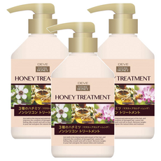 KUMANO 熊野油脂 蜂蜜修護潤髮乳 3種蜂蜜精華 5種保濕配方, 450ml, 3瓶