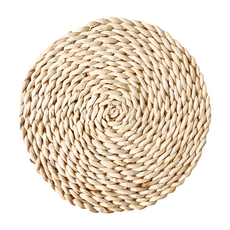 玉米皮草編餐墊 直徑15cm, 米黃色, 4個