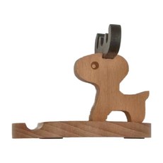 良瑞軒有限公司 原木麋鹿造型手機支架, 原木色, 1個