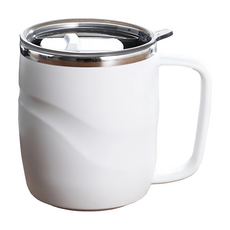 PUSH! 餐具廚房用品 304不銹鋼馬克杯辦公室杯子防燙咖啡杯保溫水杯 E167-2 11 x 9 x 7.5vm 207g, 白色, 400ml, 1個