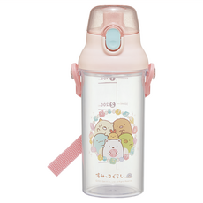 Skater 塑膠水壺 TRITAN 彈蓋直飲 480ml 附調整式背帶 日本製, 角落生物 透明粉色, 1個