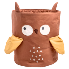 HOLA 和樂家居 防蟎繡花造型收納籃, 貓頭鷹 棕色, 1個