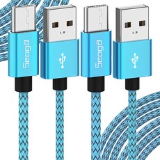 Seoga 金屬長版高速充電線 C-Type, 300cm, 藍色, 2條