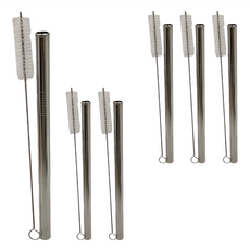 minono 米諾諾 316不鏽鋼吸管附刷 斜口大直型 吸管 直徑1.2 x 長21.6cm + 清潔刷 23cm, 6組, 1組