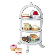 JoJo maman bebe 實木系列 益智 家家酒/角色扮演玩具 3歲以上適用, 下午茶 + 點心架 多色, 1組