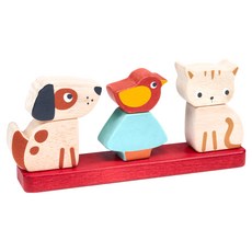 mentari 可愛寵物疊疊樂, 3種元素小狗, 小貓和小鳥組合, 適用年齡12個月以上, MT7107, 1組