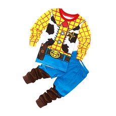 愛北鼻 兒童薄長袖套裝 黃藍胡迪 舒適透氣睡衣