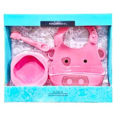 MARCUS&MARCUS 動物樂園餵食禮盒, 包含矽膠, 適用年齡6個月以上, 粉紅豬, 圍兜 + 湯匙 + 餐碗, 1盒