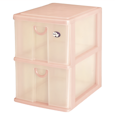 DOLEDO 二層大物收納盒,粉色,1個 - 大容量透明抽屜式收納整理箱
