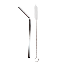 minono 米諾諾 316不鏽鋼吸管 附刷彎型 吸管直徑0.6 x 20cm + 清潔刷20.5cm, 6個, 1組