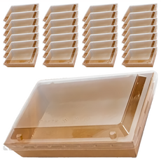 牛皮輕食盒 Set 透明輕食盒 6號 L690xW360xH390mm, 50個, 10組