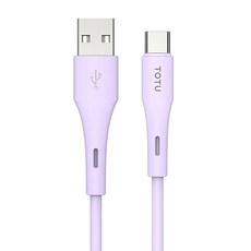 TOTU 拓途 膚感系列 USB-A-Type-C 液態矽膠傳輸快充線, 1m, 紫色, 1條