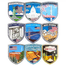 A-ONE 匯旺 美國旅遊景點紀念地標貼紙 Set 9 6x7.5cm/張, 五彩蔥彩色, 1組