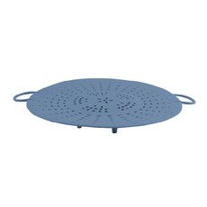 POMIER 鉑金矽膠蒸籠墊, 1個, 莫蘭迪藍, 耐高溫, 易清洗, 可折疊收納