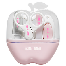 KINI BINI 蘋果造型盒指甲修剪組 新生兒適用 (0-36個月), 透明 + 粉色, 1組