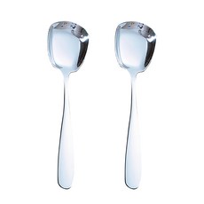 韓式拌飯方頭加厚湯匙 Set 2入, 304不鏽鋼材質 加寬加大勺頭, 1組, 銀色