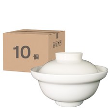 TATUNG 大同磁器 附蓋麵碗 - 優質磁器 附蓋保溫 家庭聚餐適用, 10組, 白色