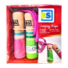 BS Toys 長高高跳繩 專為幼兒設計 木質握把 適合第一次接觸的幼兒練習, 健康粉, 1個, 長度約2公尺