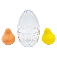 Somei 大明星美妝蛋 mini小夥伴組合, 蜜桃色 x 1, 黃色 x 1, 30mmX38mm, 透明, 1個