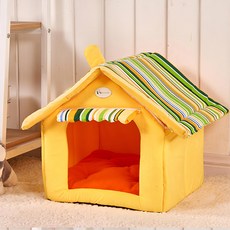 捷華 糖果屋寵物窩 適用於6~8kg寵物, L號(50 x 50 x 45cm), 黃色, 1個