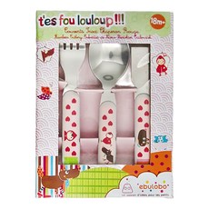 Ebulobo 兒童不鏽鋼叉匙組 小紅帽 18個月以上適用, 叉子 + 湯匙 +刀子, 1組