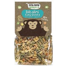 Little Pasta 帕斯達 Ditalini Baby Pasta 迷你管造型寶寶義大利麵, 銅模壓製成型, 無額外添加鹽和糖, 添加維生素B1, 250g, 2包