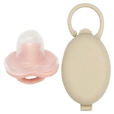 Basilic 貝喜力克 全矽膠拇指型安撫奶嘴 附防塵蓋 + 可掛飾奶嘴收納盒 柔軟M, 6個月以上, 柔粉, 1組