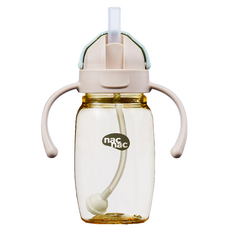nac nac 妍心金菱防漏滑蓋PPSU學習水杯 6個月以上適用, 奶茶杏, 270ml, 1個