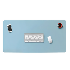 頂級PU皮超大滑鼠墊/桌墊 雙面款, 天空藍 + 銀河灰, 1個